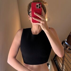 Aritzia Black Ribbed Crop Top